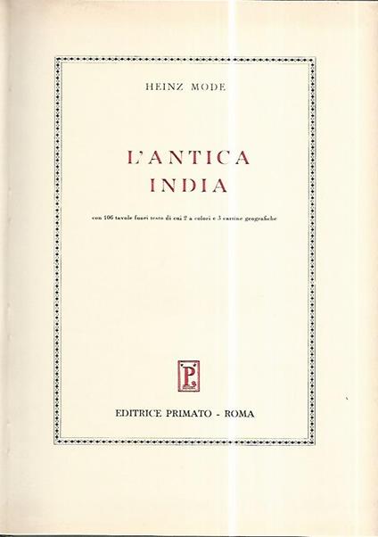 L' antica India - Heinz Mode - copertina