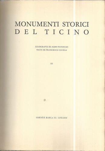 Monumenti storici del Ticino III - Aldo Patocchi - copertina