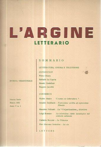 L' argine letterario. Rivista trimestrale. Marzo 1971 - copertina