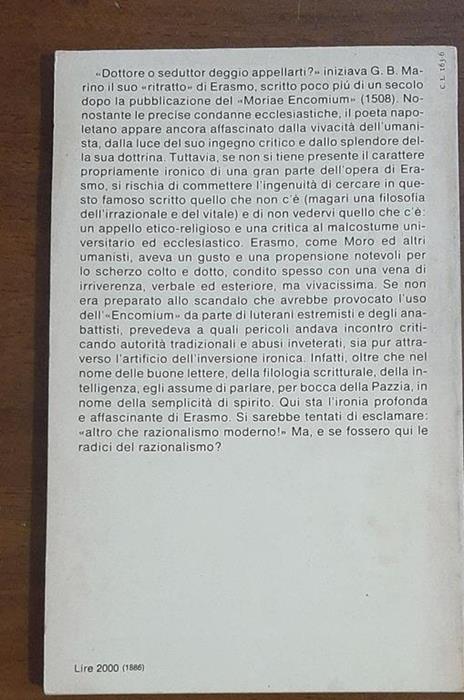 Erasmo Da Rotterdam Elogio Della Pazzia - Tommaso Fiore - 2