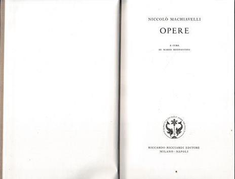 Opere - Niccolò Machiavelli - copertina