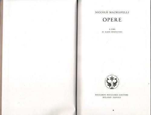 Opere - Niccolò Machiavelli - copertina