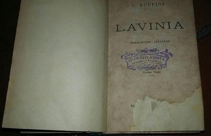 Lavinia .Volume primo e secondo - V. Flavio Ruffini - copertina