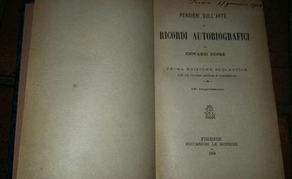 Pensieri sull' arte e ricordi autobiografici - Giovanni Dupré - copertina