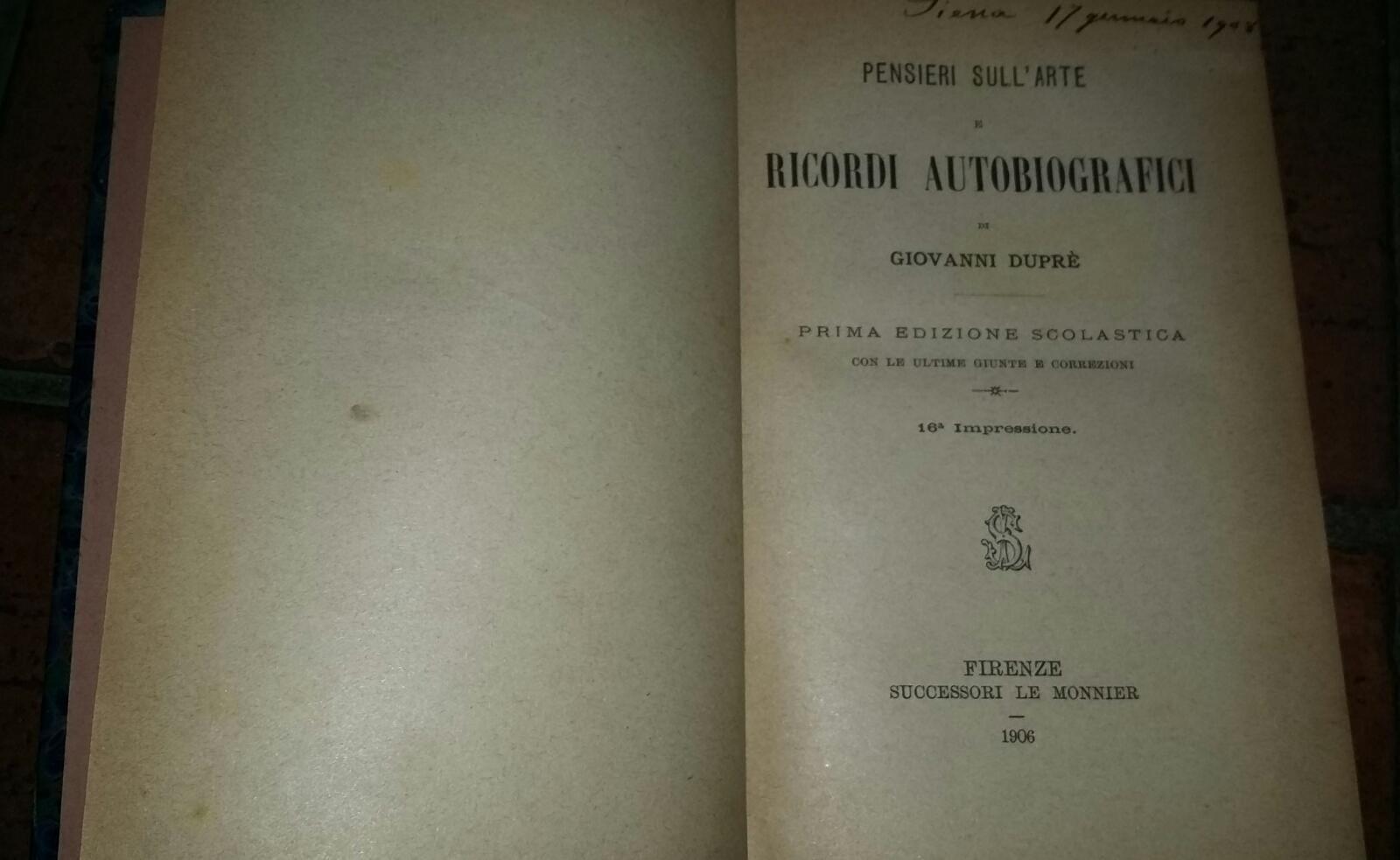 Pensieri sull' arte e ricordi autobiografici