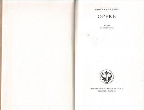 La letteratura italiana. Storia e testi. Opere, volume 63 - Gianni Verga - copertina