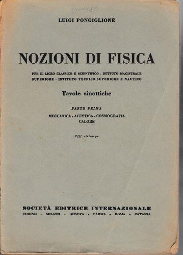 Nozioni di Fisica. Tavole sinottiche, parte prima - copertina