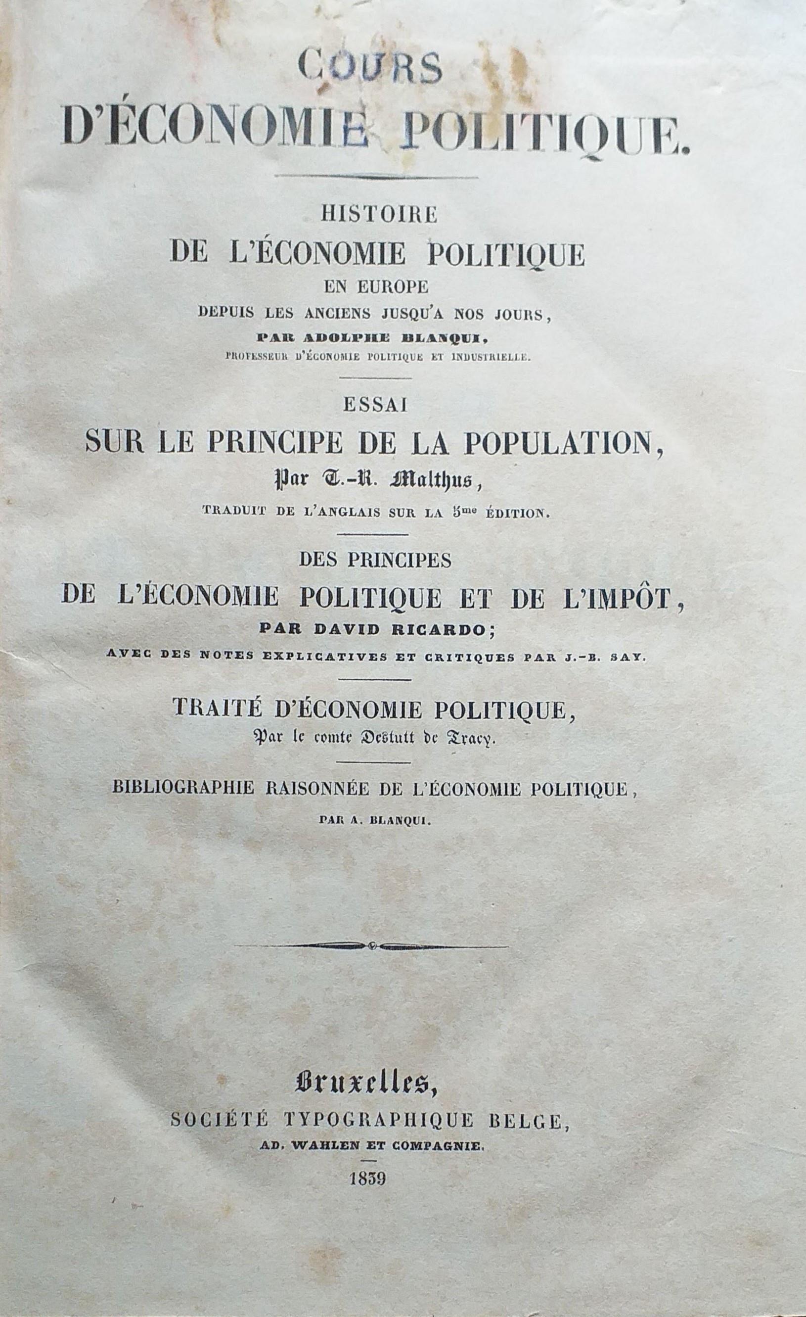 Cours d'Economie Politique