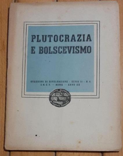 Plutocrazia e bolscevismo - copertina