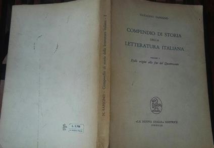 Compendio di storia della Letteratura Italiana.volume I - Natalino Sapegno - copertina