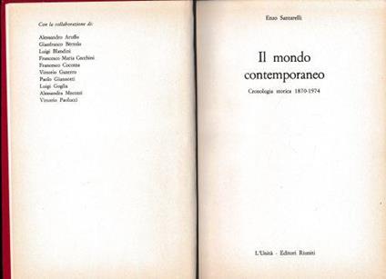 Il mondo contemporaneo. Cronologia storica 1870-1974 - Enzo Santarelli - copertina