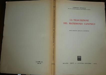 La trascrizione del matrimonio canonico - Lorenzo Spinelli - copertina