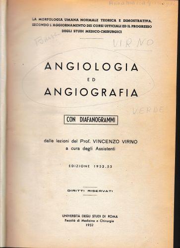Angiologia ed Angiografia - Atlante dei Diafanogrammi - Vincenzo Virno - copertina