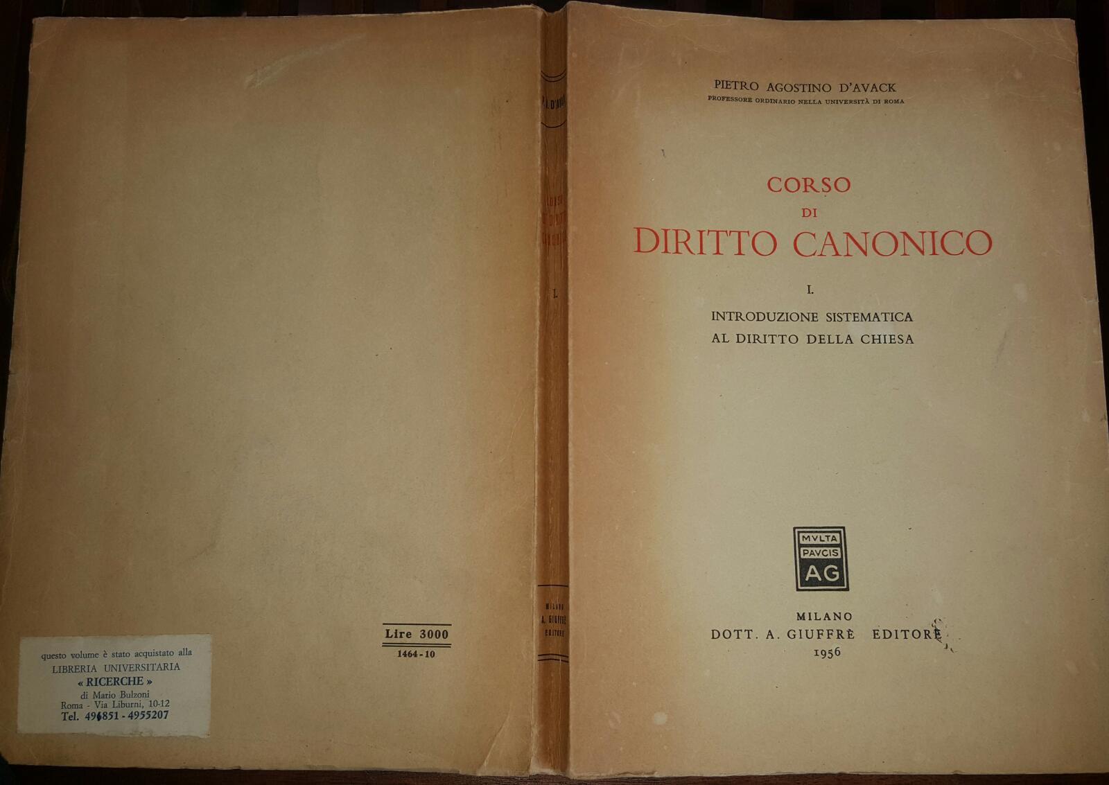 Corso di diritto canonico. I Introduzione sistematica al diritto della chiesa