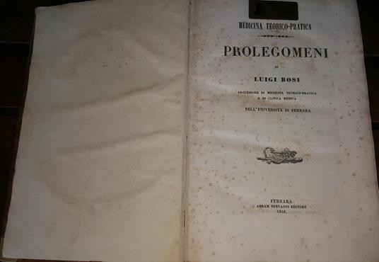 Prolegomeni Medicina teorico-pratica - Luigi Bosi - copertina