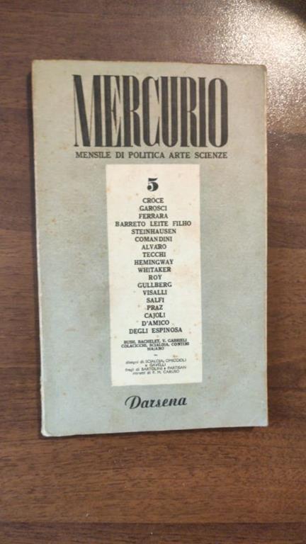 Mercurio Mensile Di Politica Arte Scienza N5 - copertina