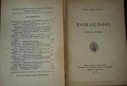 Romagnosi Profilo storico - Giulio Belloni - copertina