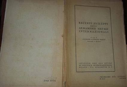 Recenti sviluppi degli armamenti navali internazionali - Giuseppe Raineri-Biscia - copertina