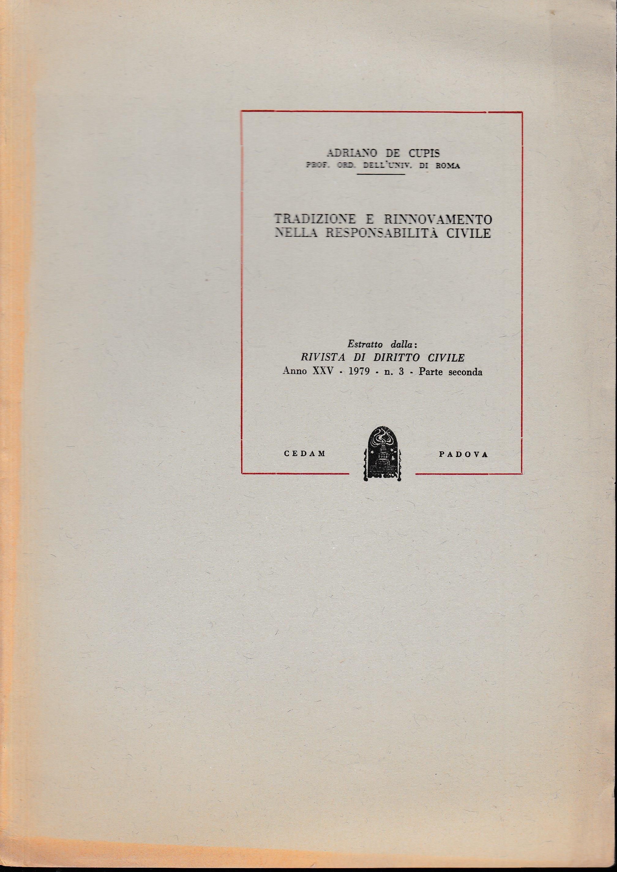 Rivista di Diritto Civile. Anno XXV - 1979 - n. 3 - Parte seconda (estratto)