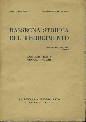 Rassegna storica del risorgimento. Anno XXII Fasc. I Gennaio 1935 - copertina