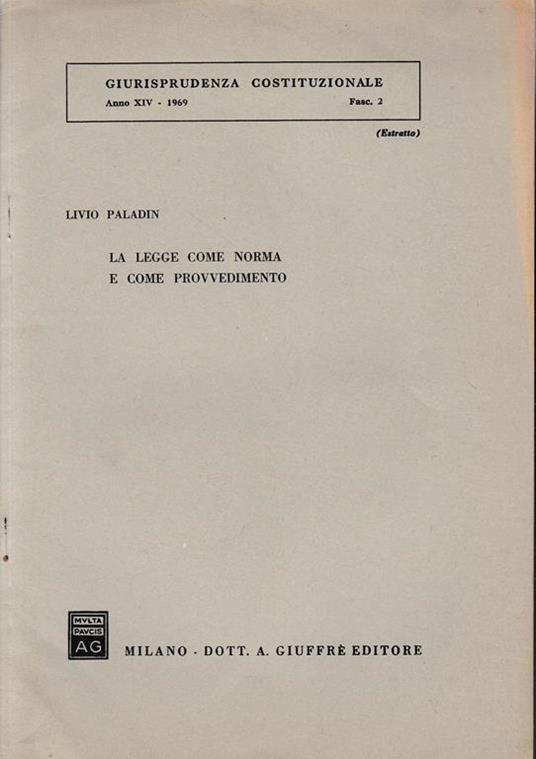 Giurisprudenza Costituzionale. Anno XIV - 1969, fasc. 2 (estratto) - Livio Paladin - copertina