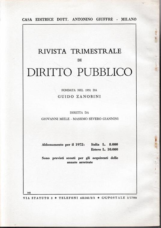 Rivista trimestrale di Diritto Pubblico. Anno XXII - n. 1 - 1972 (estratto) - Valerio Onida - 2