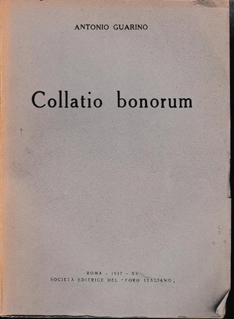 Collatio bonorum - Antonio Guarino - copertina