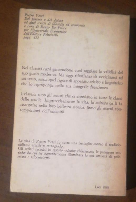 Del Piacere E Del Dolore Ed Altri Scritti - Pietro Verri - 2