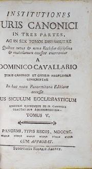 Institutiones Juris Canonicis in tres partes , ac in sex tomos distributae quibus vetus & nova ecclesiae disciplina & mutationum caussae enarrantur. Tomus V