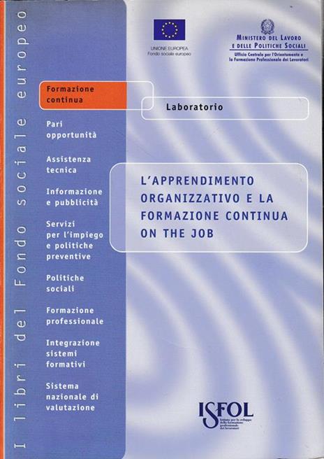 L' apprendimento organizzativo e la formazione continua on the job - copertina