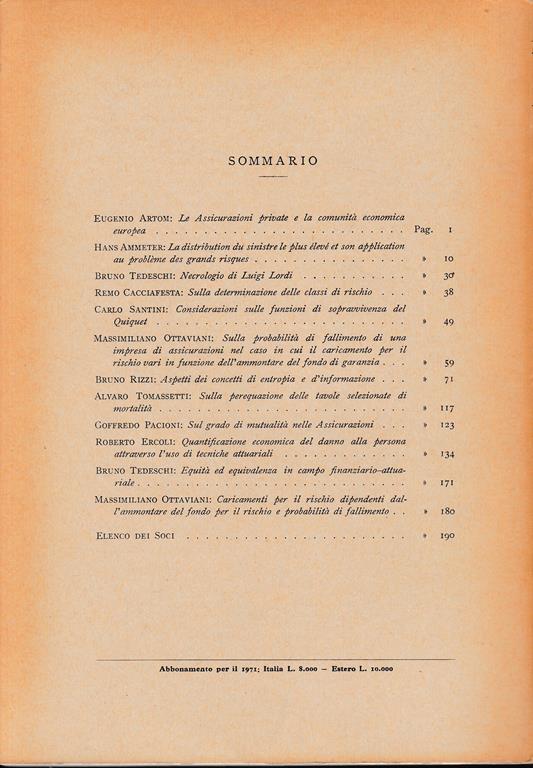 Giornale dell'Istituto Italiano degli Attuari. Anno 1°e 2° semestre 1970 - 2