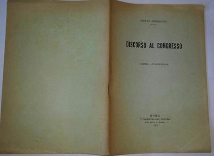 Discorso al congresso - Giulio Andreotti - copertina