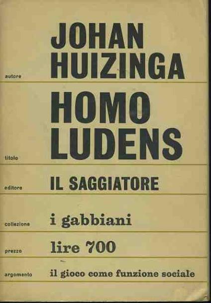 Homo ludens - Johan Huizinga - copertina