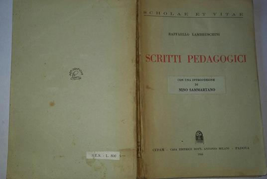 Scritti pedagogici. Con una introduzione di Nino Sammartano - Raffaello Lambruschini - copertina