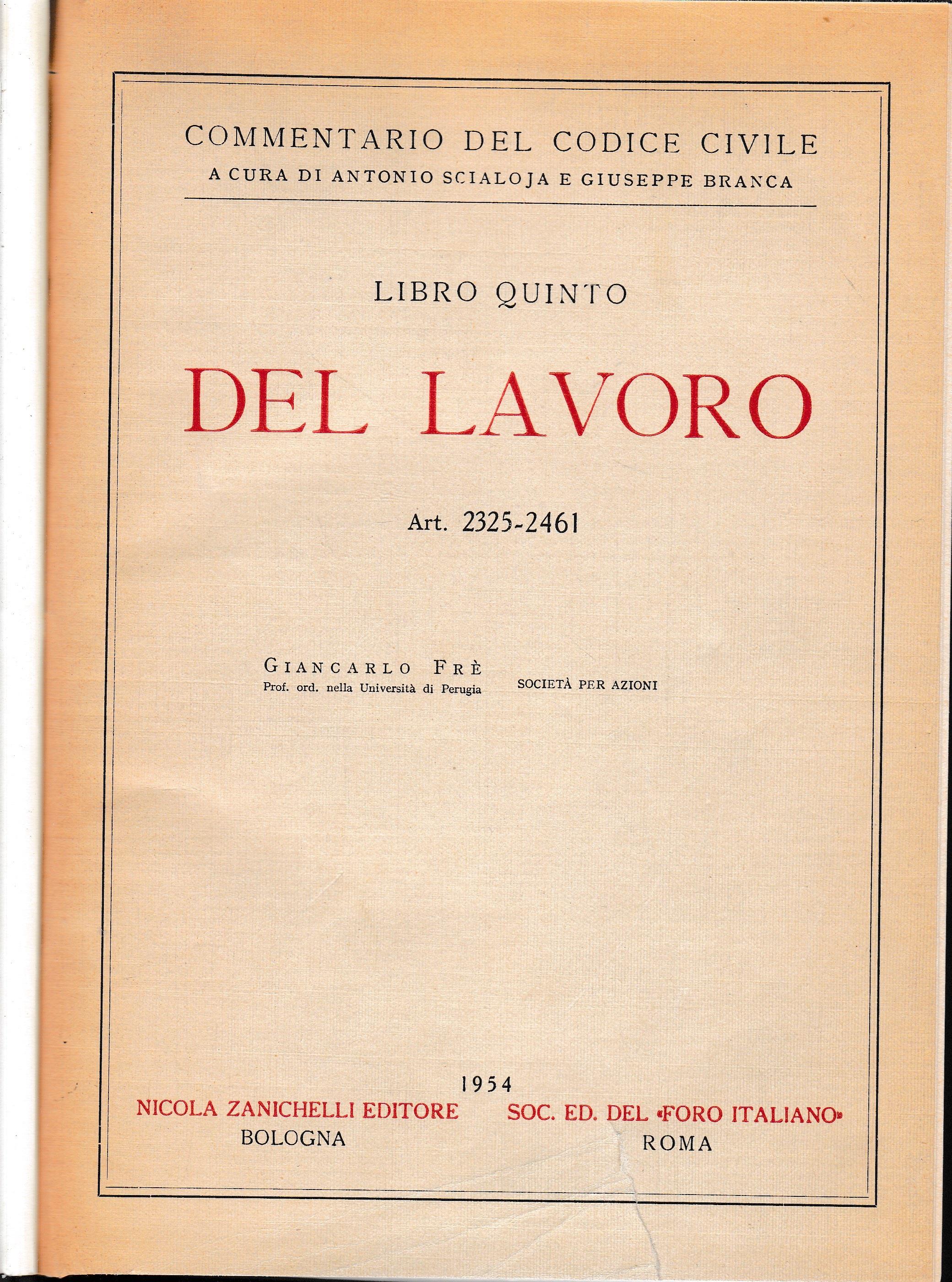 Del lavoro. Art. 2325-2461