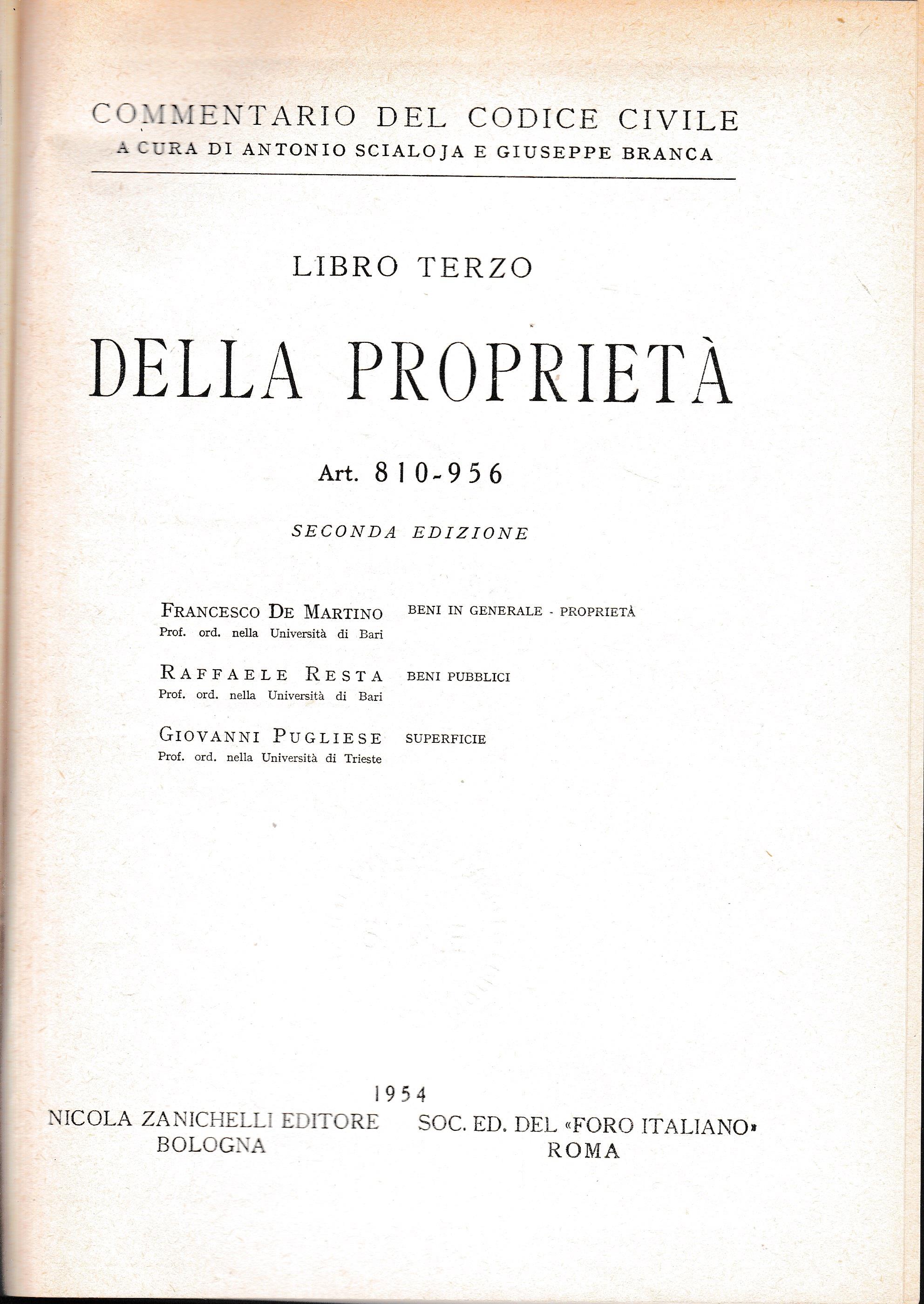 Libro terzo. Della proprietà. Art. 810-956