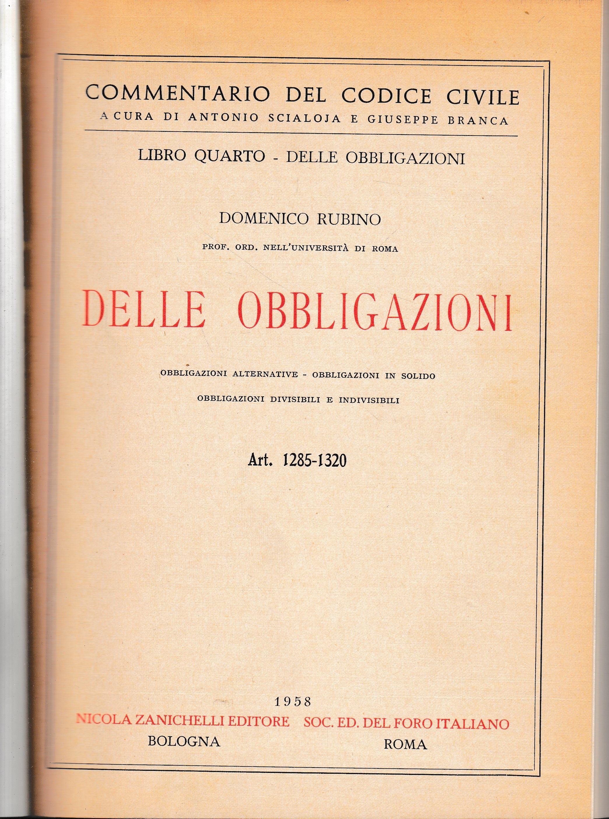 Libro quarto - Delle obbligazioni. Art. 1285-1320