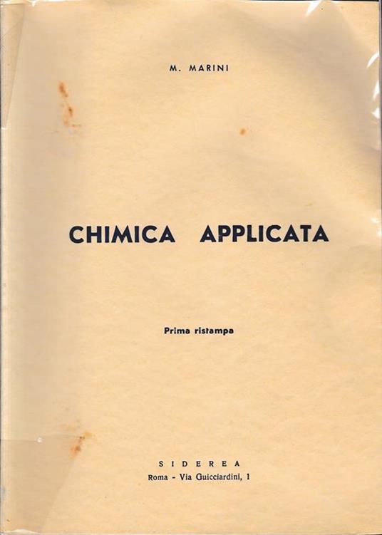 Chimica applicata. Prima ristampa - M. Marini - copertina