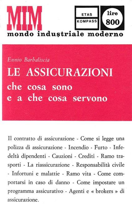 Le Assicurazioni che cosa sono e a che cosa servono - copertina