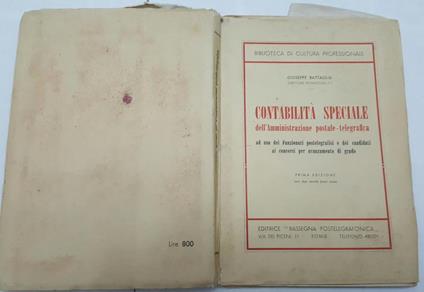 Contabilita' speciale dell'amministrazione postale-telegrafica - Giuseppe Battaglia - copertina