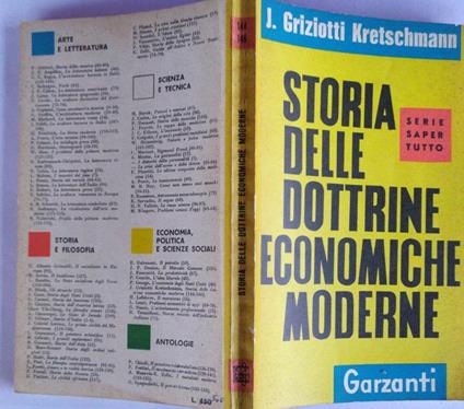 Storia delle dottrine economiche moderne - Jenny Griziotti Kretschmann - copertina