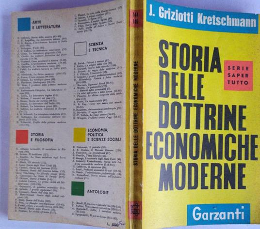 Storia delle dottrine economiche moderne - Jenny Griziotti Kretschmann - copertina