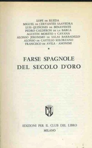Farse spagnole del secolo d'oro - copertina
