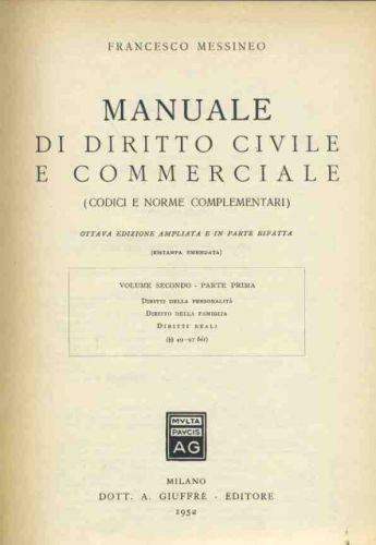 Manuale di diritto civile e commerciale. Vol. 2 parte I - Francesco Messineo - copertina