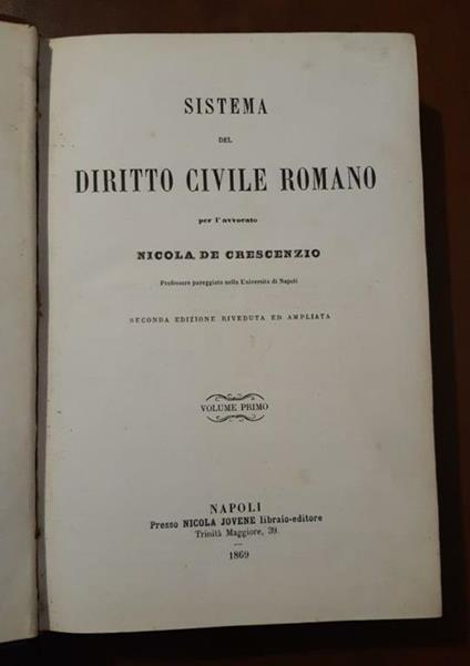 Sistema del Diritto civile Romano - Nicola Di Crescenzo - copertina