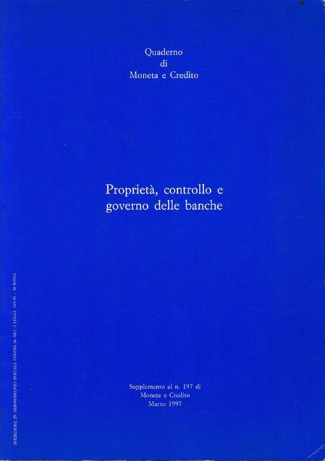 Proprietà, controllo e governo delle banche. Rivista trimestrale della BNL - copertina