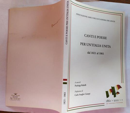 Canti e poesie per un'Italia unita dal 1821 al 1861 - copertina