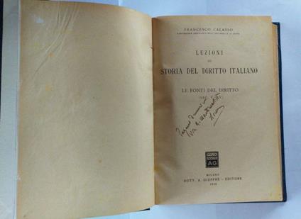 Lezioni di storia del diritto italiano - Francesco Calasso - copertina