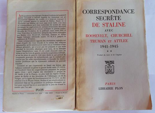 Correspondance secrete de Staline Avec Roosevelt, Churchill Truman et Attlee 1941-1945 volume 2 - copertina