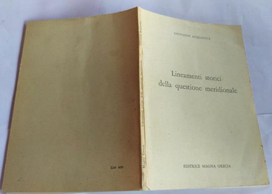 Lineamenti storici della questione meridionale - Giovanni Acquaviva - copertina